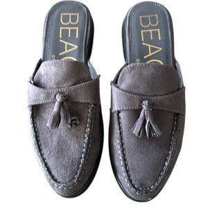 Matisse Tyra Charcoal Loafer Inspired Faux Suede Tassel Vamp Mules Size 8